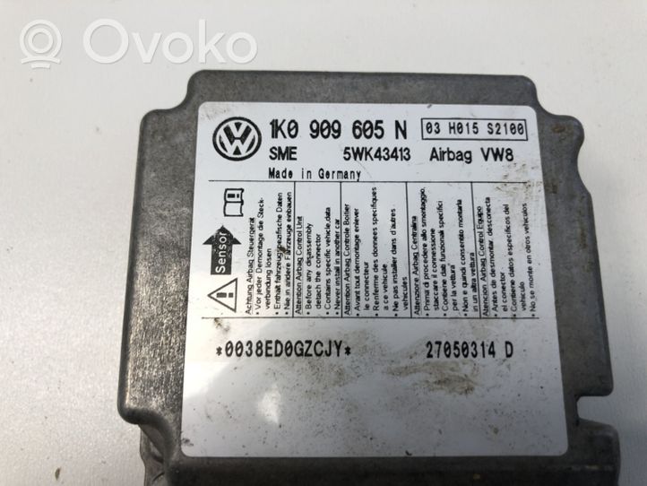 Volkswagen Golf Plus Oro pagalvių valdymo blokas 1K0909605N