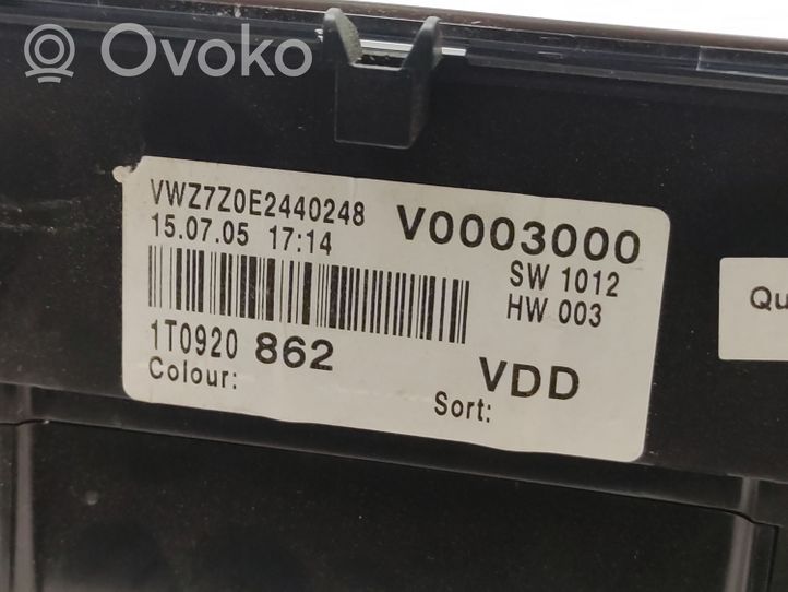 Volkswagen Touran I Tachimetro (quadro strumenti) V0003000