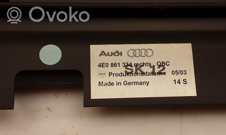 Audi A8 S8 D3 4E Takaoven ikkunan häikäisysuoja/verho 4E0861334