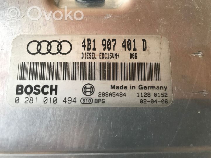 Audi A6 S6 C5 4B Moottorin ohjainlaite/moduuli 4B1907401D