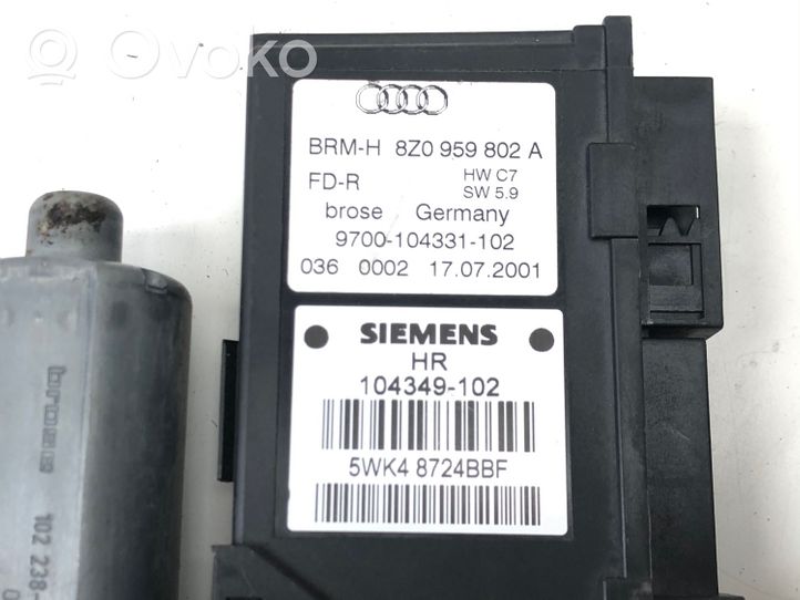 Audi A2 Moteur de lève-vitre de porte arrière 8Z0959802A