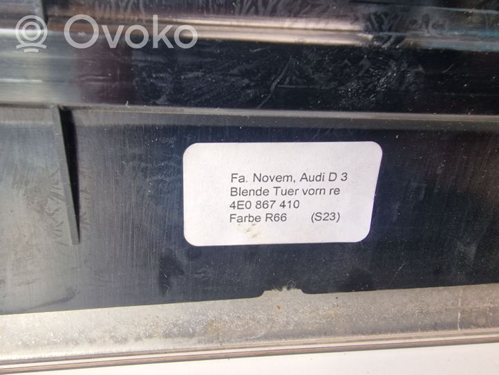 Audi A8 S8 D3 4E Etuoven verhoilu (käytetyt) 4E0867410