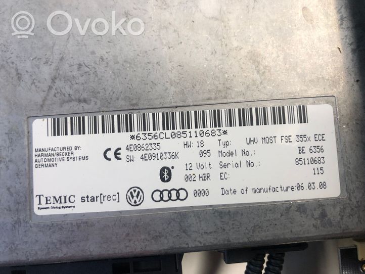 Audi Q7 4L Unidad de control/módulo de bluetooth 4E0862335