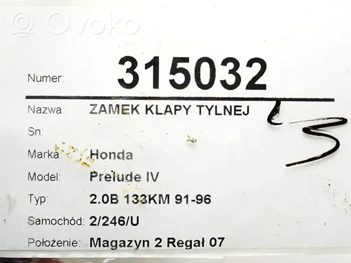 Honda Prelude Zamek tylnej klapy bagażnika 