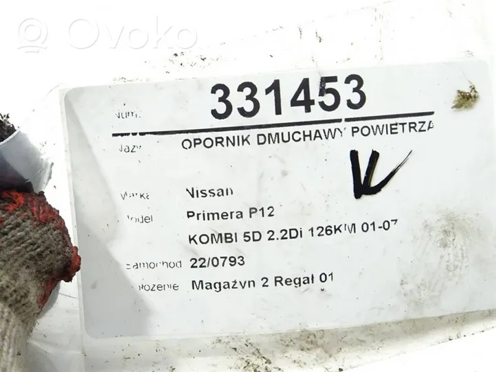 Nissan Primera Résistance moteur de ventilateur de chauffage 