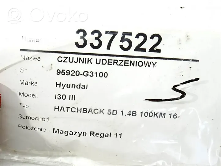 Hyundai i30 Capteur de collision / impact de déploiement d'airbag 95920-G3100