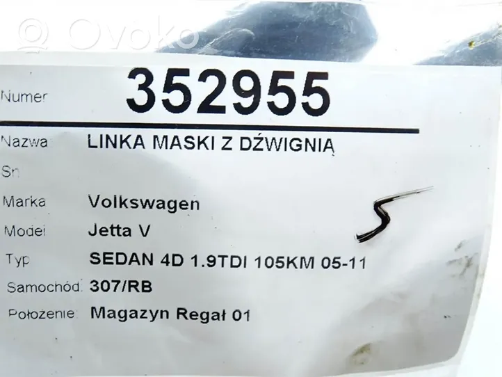 Volkswagen Jetta V Linka zamka pokrywy przedniej / maski silnika 