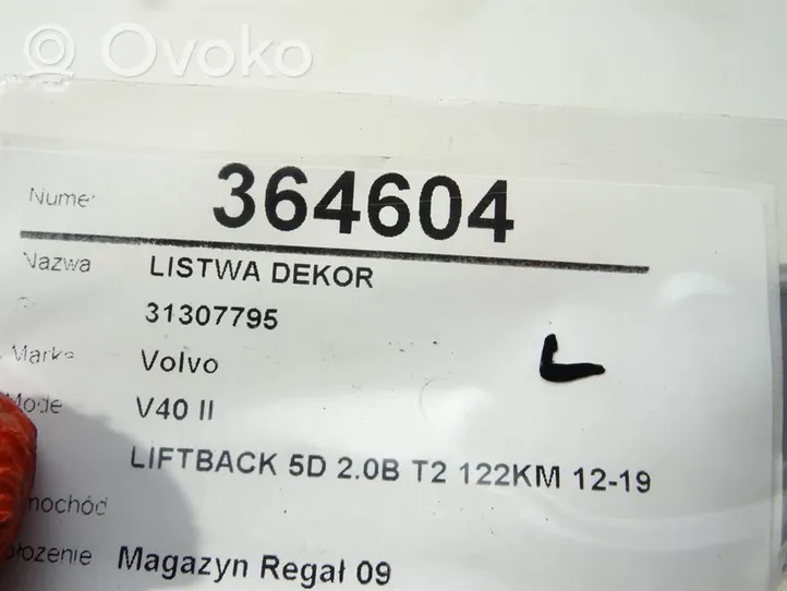 Volvo V40 Garniture de tableau de bord 31306979