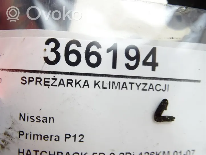 Nissan Primera Ilmastointilaitteen kompressorin pumppu (A/C) 92600BN301