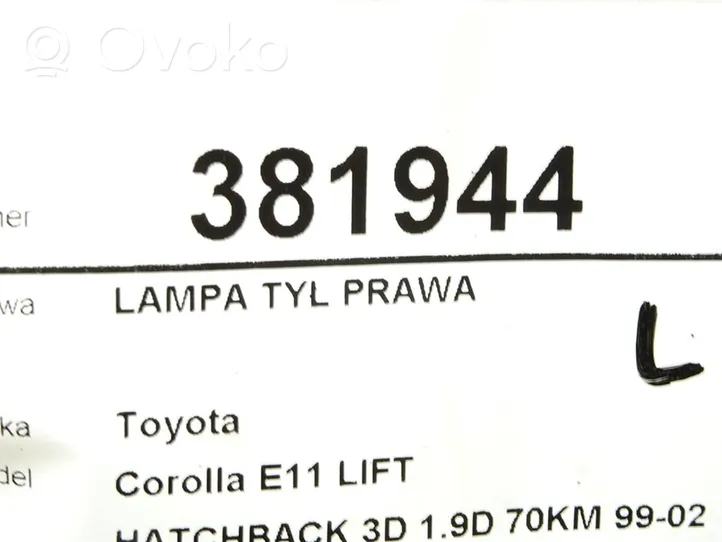 Toyota Corolla E110 Aizmugurējais lukturis virsbūvē 