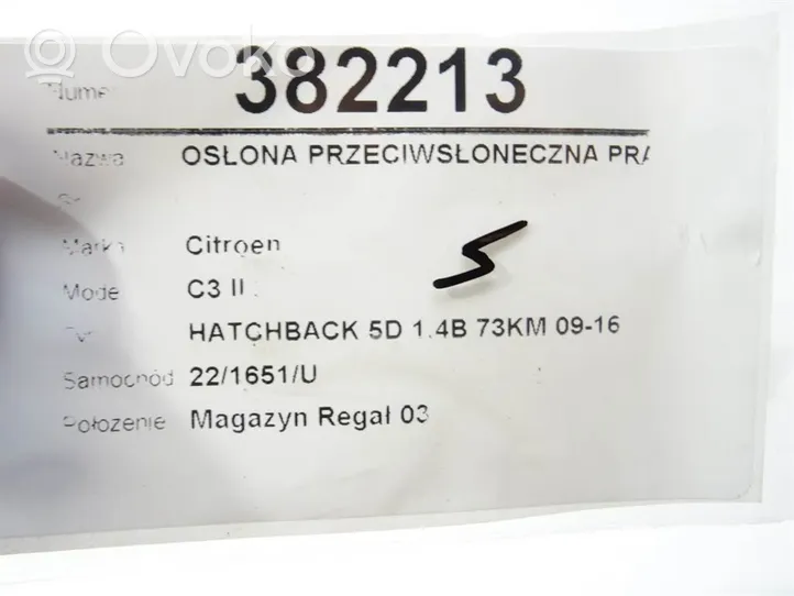 Citroen C3 Osłona przeciwsłoneczna szyberdachu 