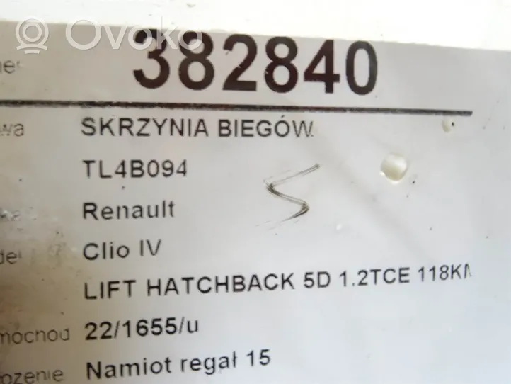 Renault Clio IV Manualna 5-biegowa skrzynia biegów TL4B094