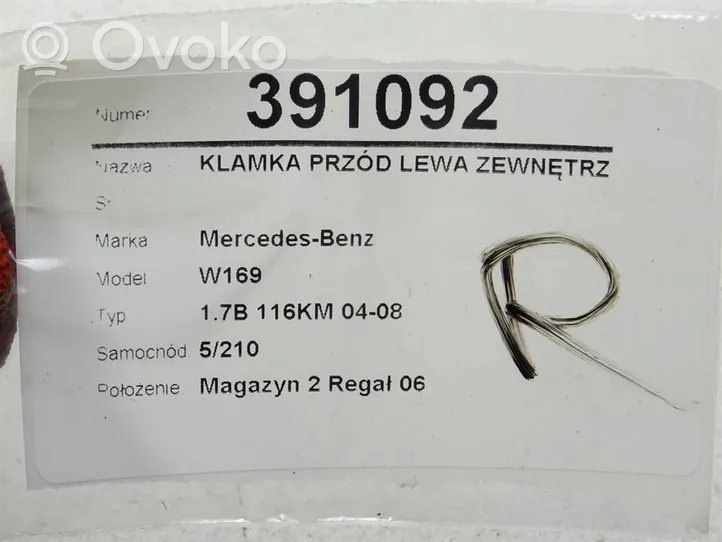 Mercedes-Benz A W169 Klamka zewnętrzna drzwi przednich A1697600934