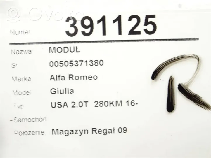 Alfa Romeo Giulia Muut ohjainlaitteet/moduulit 00505371380
