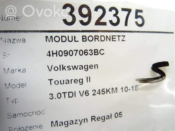 Volkswagen Touareg II Muut ohjainlaitteet/moduulit 4H0907063BC