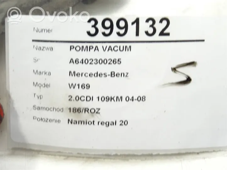 Mercedes-Benz A W169 Alipainepumppu A6402300265