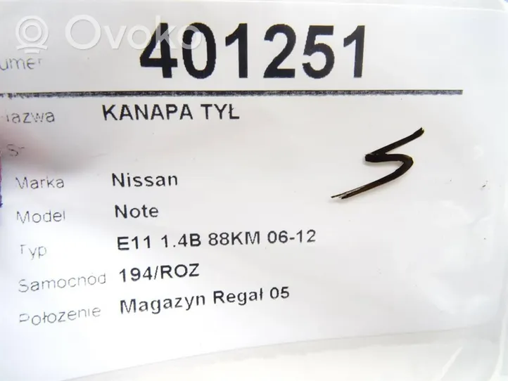 Nissan Note (E11) Kanapa tylna / Fotel drugiego rzędu 