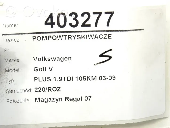 Volkswagen Golf Plus Purkštukų (forsunkių) komplektas 038130073AG