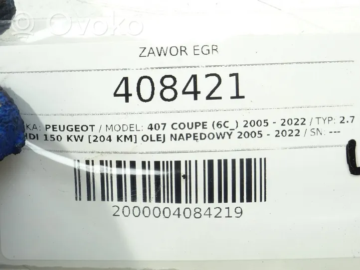 Peugeot 407 Soupape vanne EGR 4R8Q-9D475-B