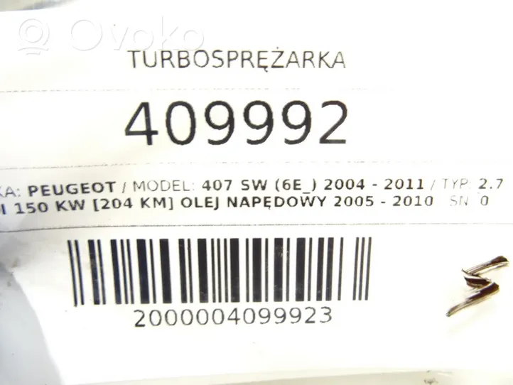 Peugeot 407 Turboahdin AU3Q-6682-BK