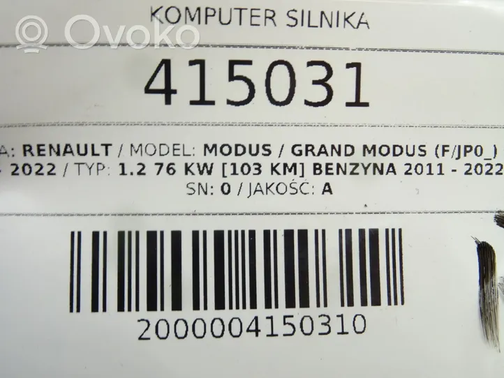 Renault Modus Centralina/modulo motore ECU 8201077701