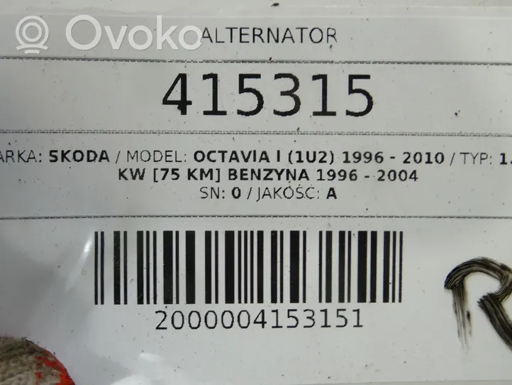 Skoda Octavia Mk1 (1U) Générateur / alternateur 037903025E