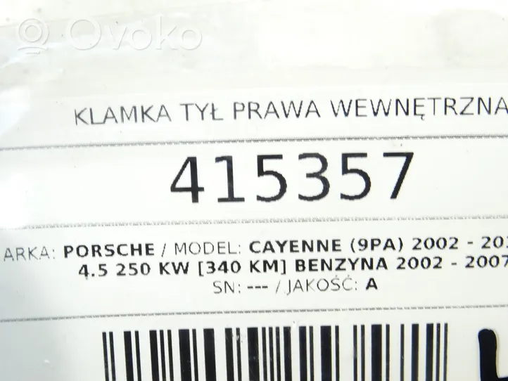 Porsche Cayenne (9PA) Takaoven sisäkahva 7L5837114A