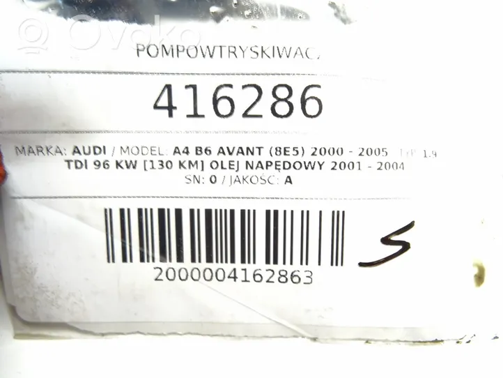 Audi A4 S4 B6 8E 8H Polttoainesuutinsarja 0414720214