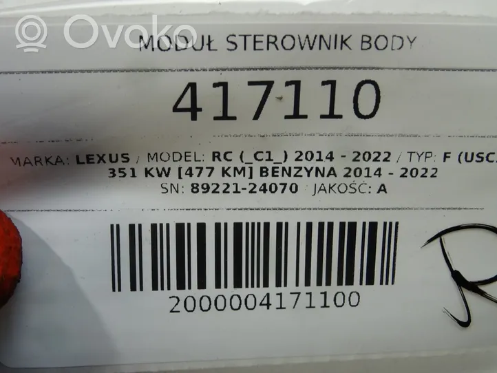 Lexus RC Inne komputery / moduły / sterowniki 89221-24070