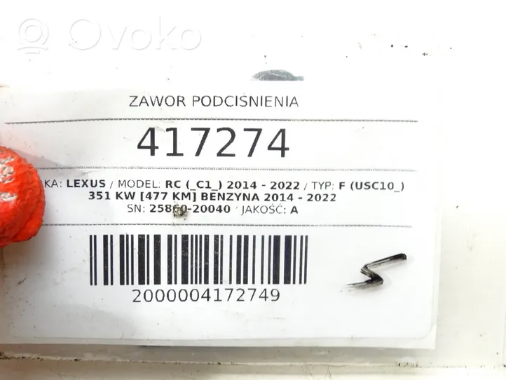 Lexus RC Regulator ciśnienia paliwa 25860-20040