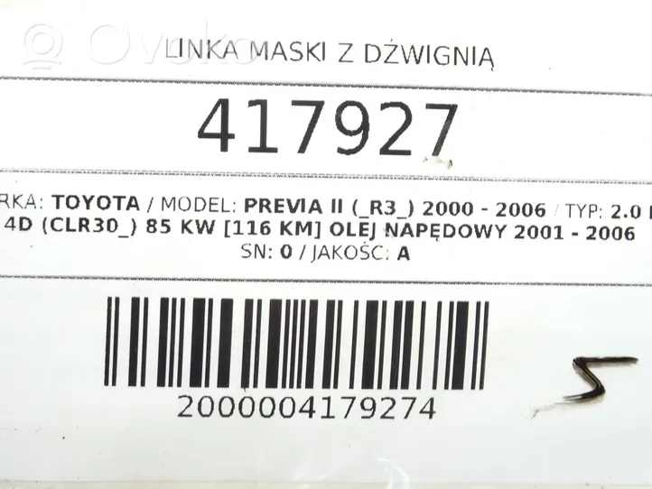 Toyota Previa (XR30, XR40) II Cavo di rilascio vano motore/cofano 