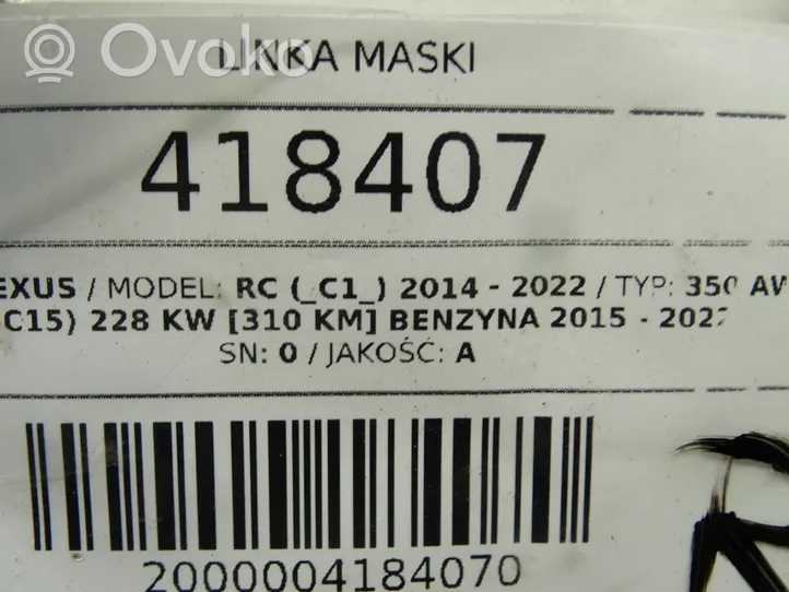 Lexus RC Linka zamka pokrywy przedniej / maski silnika 