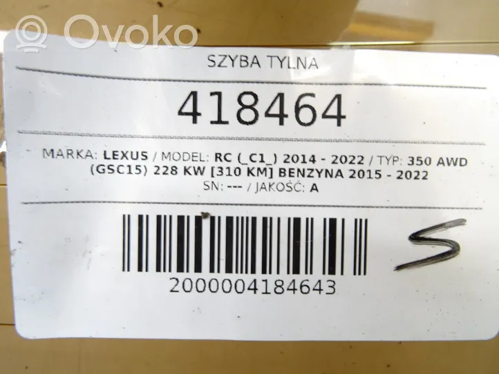 Lexus RC Szyba tylna 