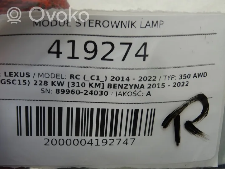 Lexus RC Inne komputery / moduły / sterowniki 89960-24030