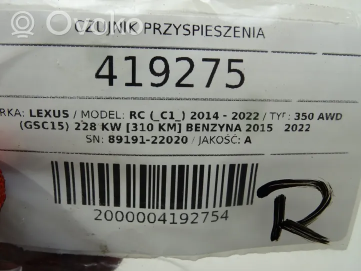 Lexus RC Czujnik prędkości obrotowej koła ABS 89191-22020