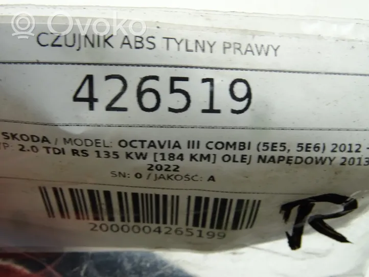 Skoda Octavia Mk3 (5E) Czujnik prędkości obrotowej koła ABS 