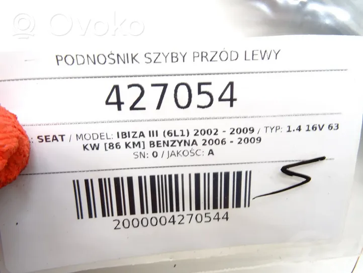 Seat Ibiza III (6L) Elektryczny podnośnik szyby drzwi przednich 6L2959802A