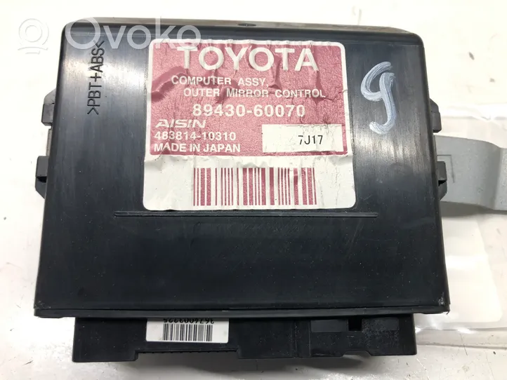 Toyota Highlander XU40 Altre centraline/moduli 89430-60070