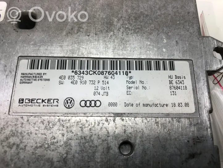 Audi A8 S8 D3 4E Autres unités de commande / modules 4E0910732P