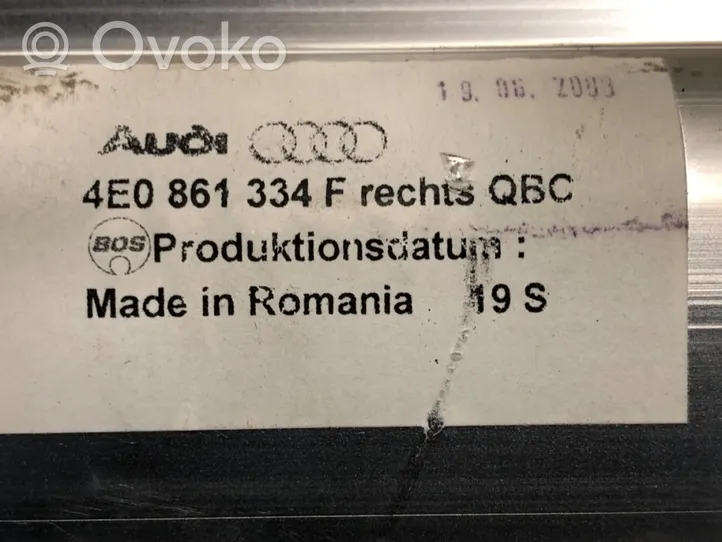 Audi A8 S8 D3 4E Takaoven ikkunan häikäisysuoja/verho 4E0861334F