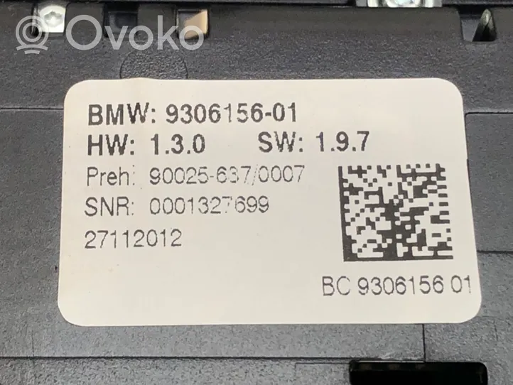 BMW 5 F10 F11 Sisätuulettimen ohjauskytkin 9306156