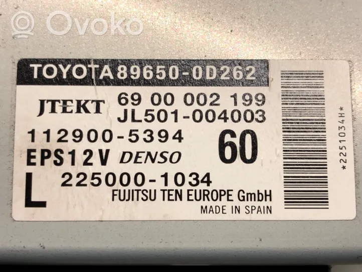 Toyota Yaris Moduł / Sterownik wspomagania kierownicy 89650-0D262