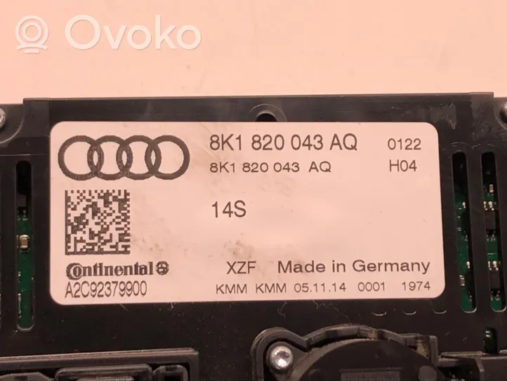 Audi A4 S4 B8 8K Sisätuulettimen ohjauskytkin 8K1820043AQ