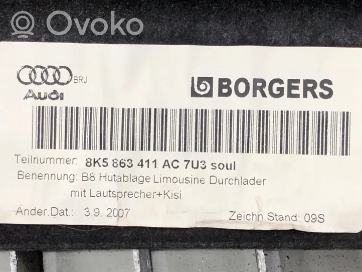 Audi A4 S4 B8 8K Grilles/couvercle de haut-parleur arrière 8K5863411AC