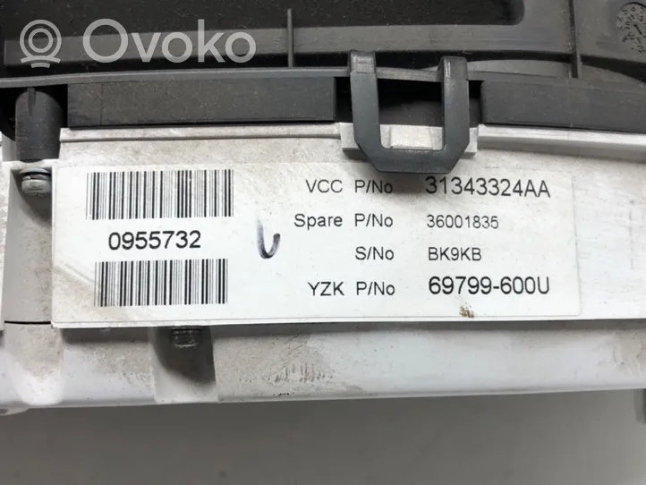 Volvo V70 Tachimetro (quadro strumenti) 31343324AA