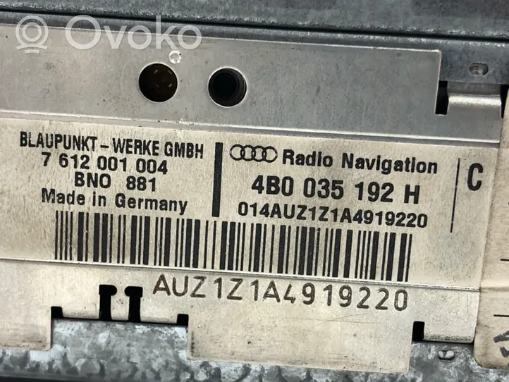 Audi A6 Allroad C5 Radio/CD/DVD/GPS-pääyksikkö 4B0035192H