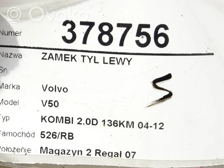 Volvo V50 Serrure de porte arrière 30753668