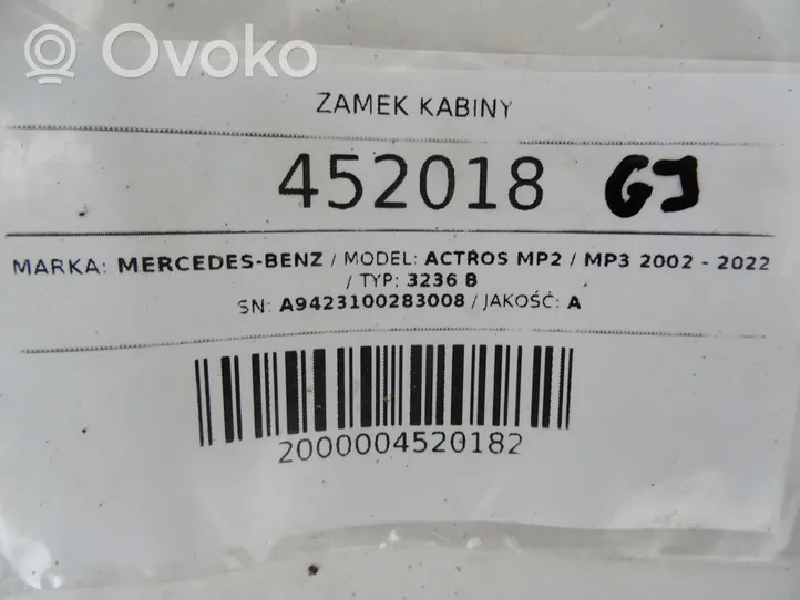 Mercedes-Benz Actros Priekinė durų spyna A9423100283008