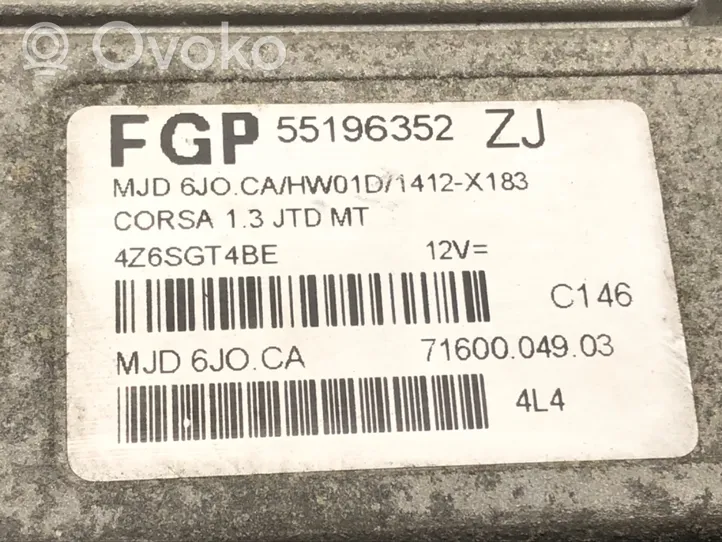 Opel Corsa C Komputer / Sterownik ECU silnika 55196352ZJ