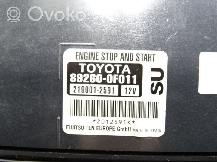 Toyota Verso Moottorin start-stop-painike/kytkin 